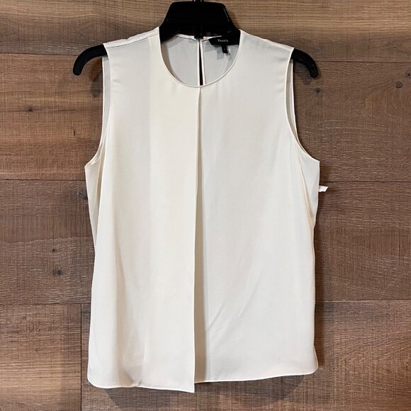 NWOT THEORY Pleated Silk-Chiffon Top blouse size S - Picture 4 of 9